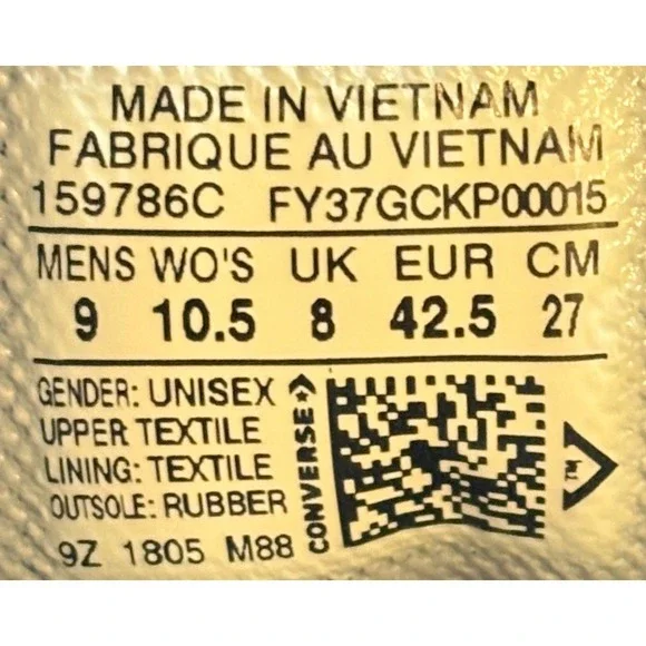 Converse El Distrito Mens 9 Womens 10.5 Triple Black Canvas Sneakers 159786C - Picture 7 of 8